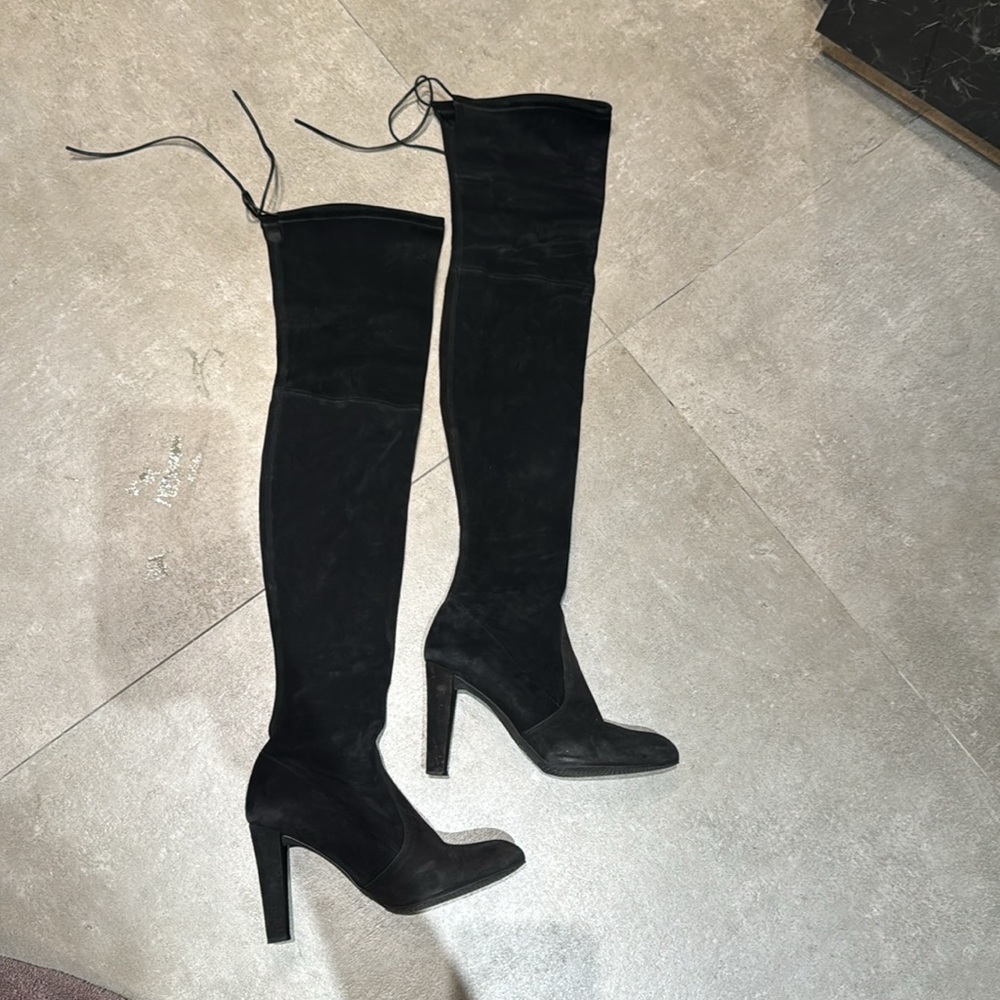 Black Stuart Weitzman boots high